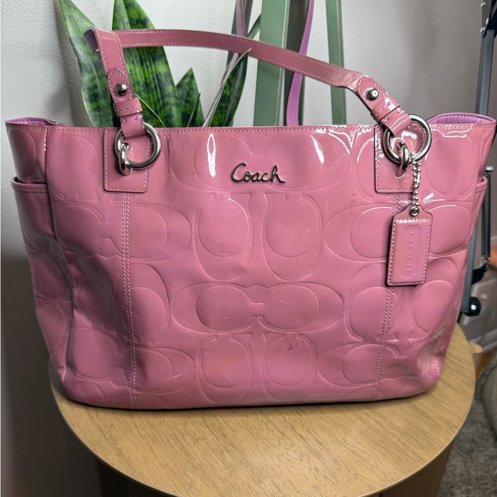 Coach Patent Leather Pink Purple Tote